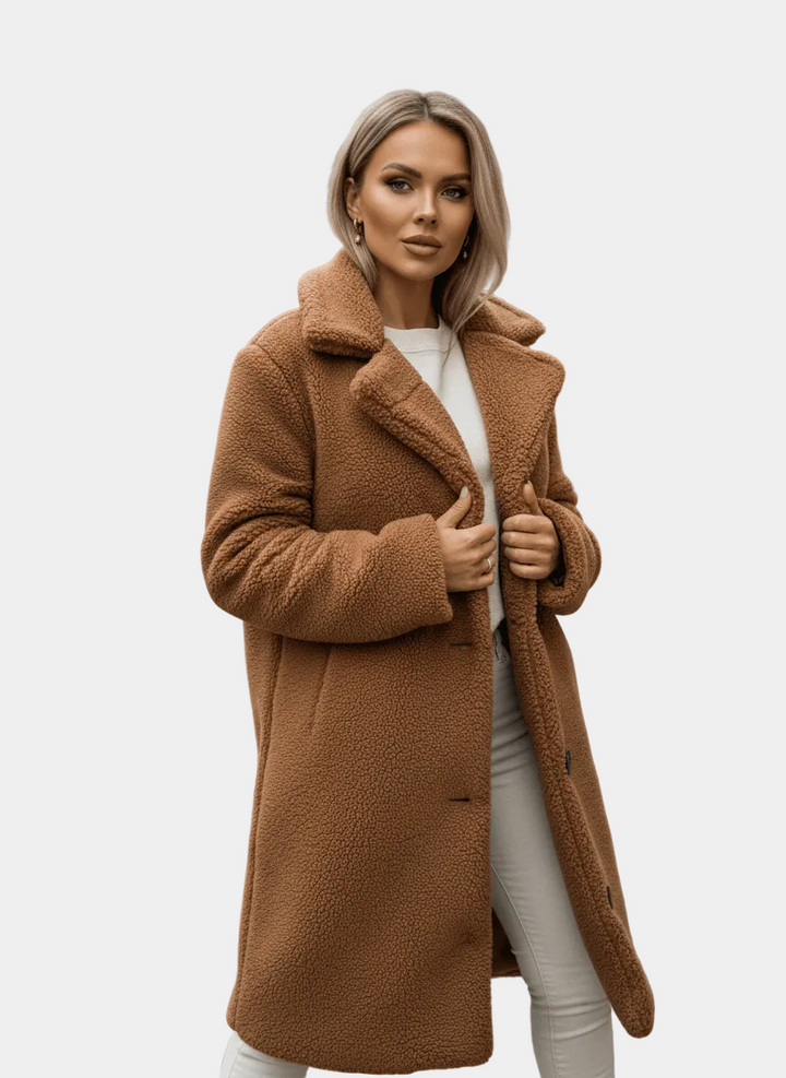 Mila – Płaszcz Teddy Damski z Polarowym Wykończeniem