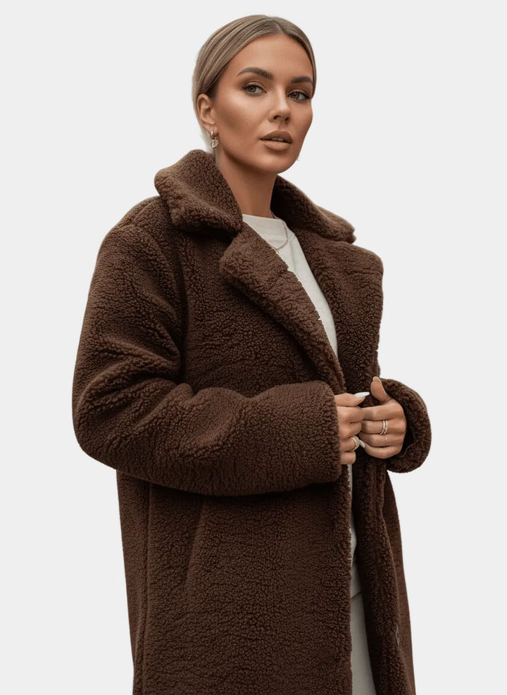 Mila – Płaszcz Teddy Damski z Polarowym Wykończeniem