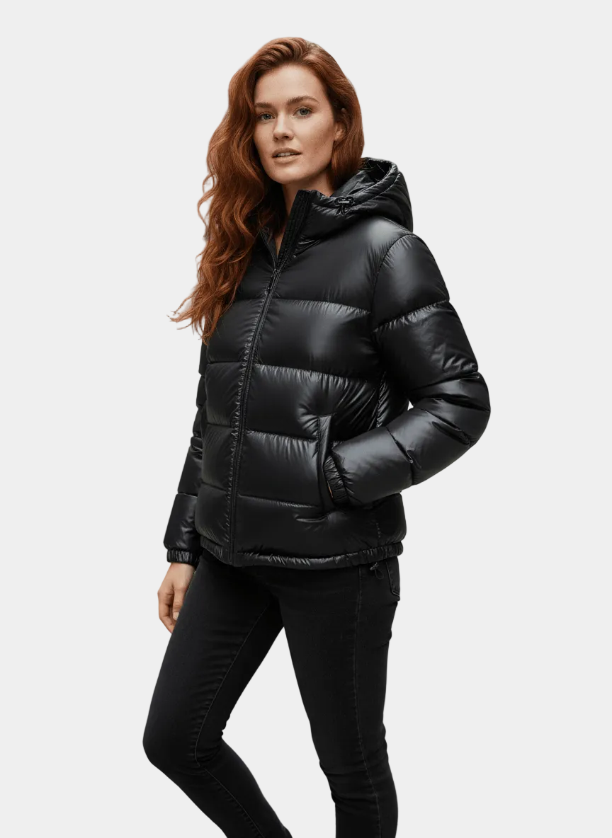 Alicja – Kurtka Puchowa Damska z Kapturem i Zamkiem
