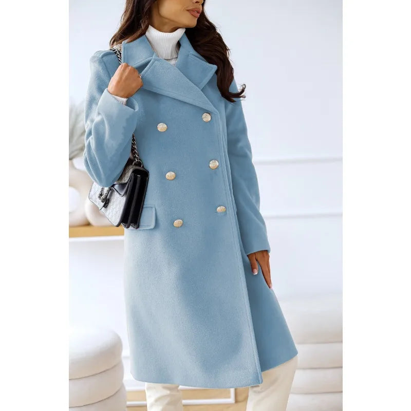 Kamila – Płaszcz Damski z Dwurzędowym Zapięciem