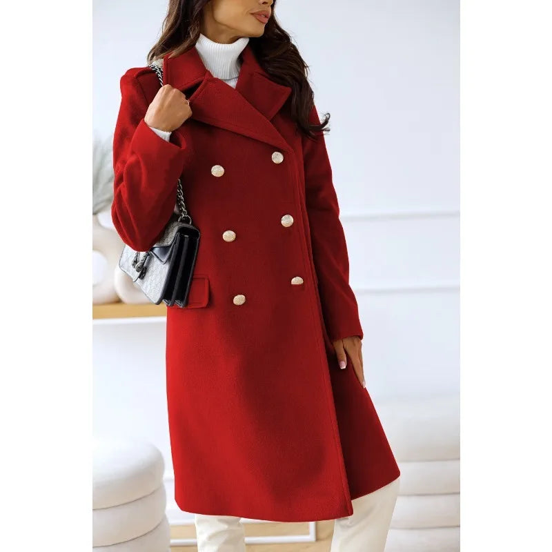 Kamila – Płaszcz Damski z Dwurzędowym Zapięciem