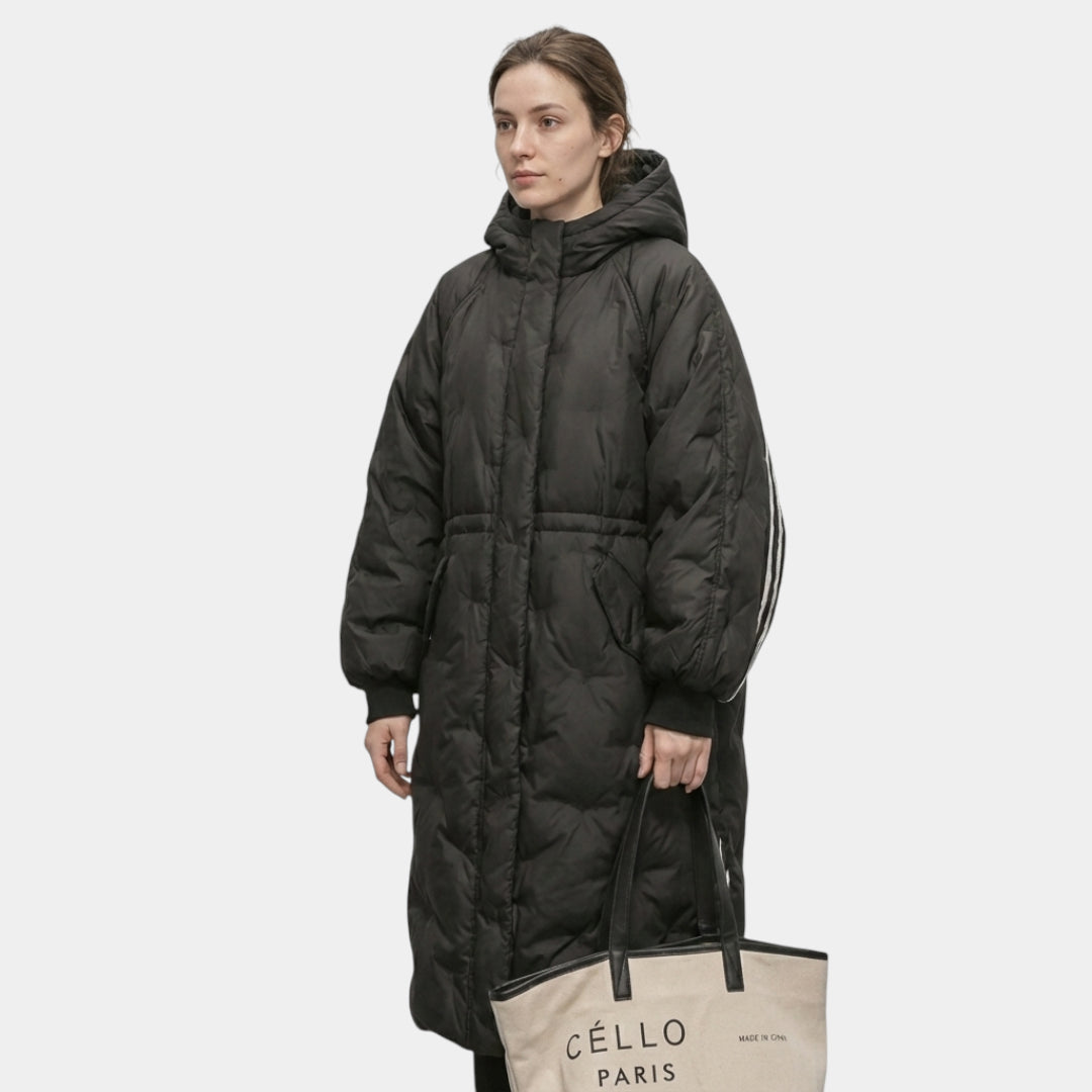 Aleksandra – Pikowany Płaszcz Damski z Kapturem