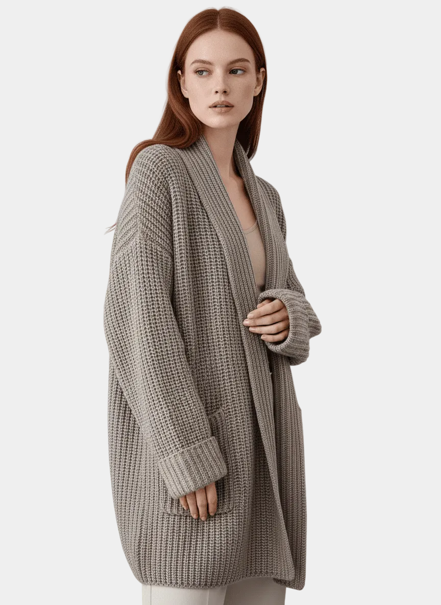Bianka – Kardigan Damski z Otwartym Fasonem i Kieszeniami