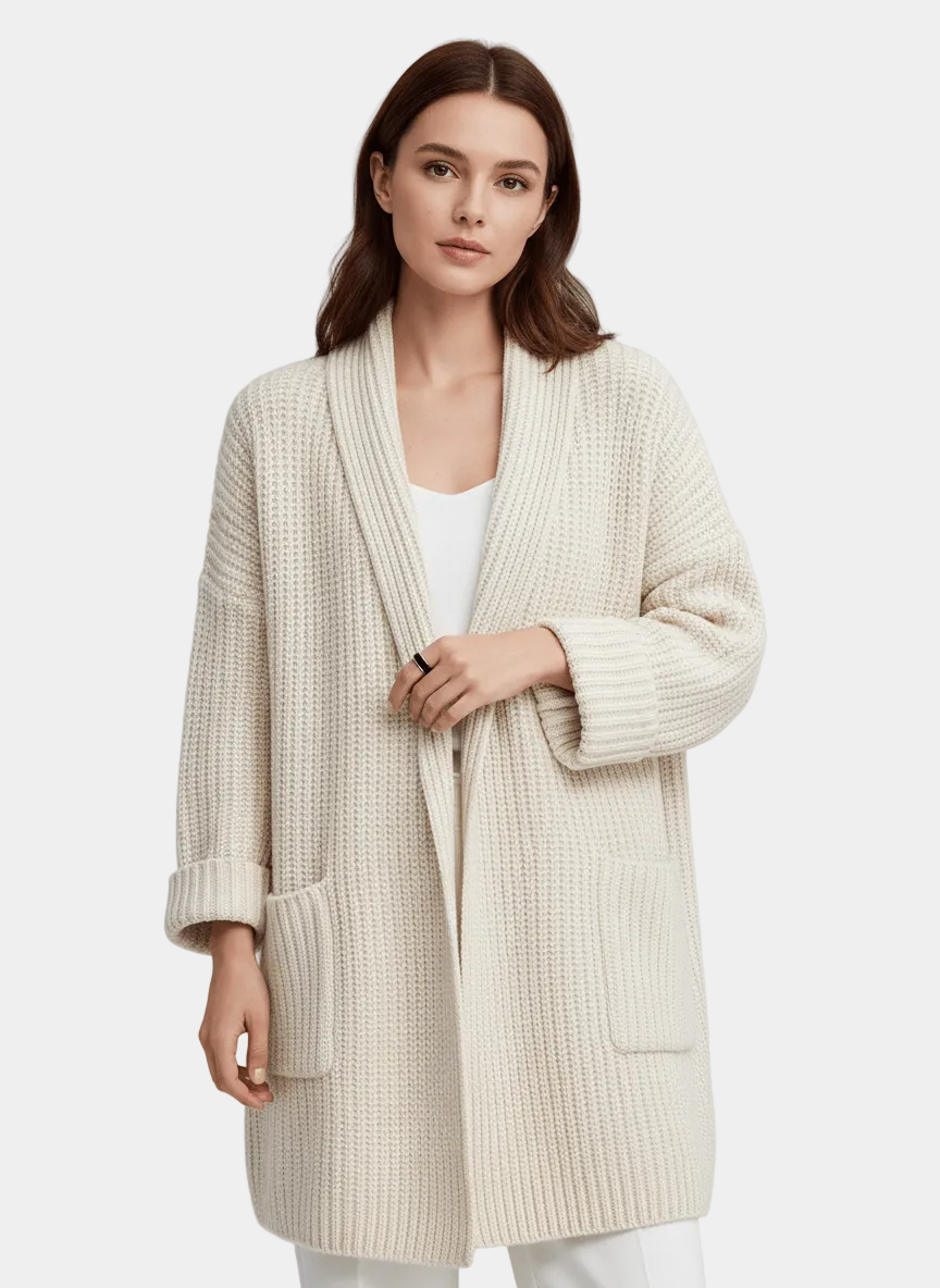 Bianka – Kardigan Damski z Otwartym Fasonem i Kieszeniami