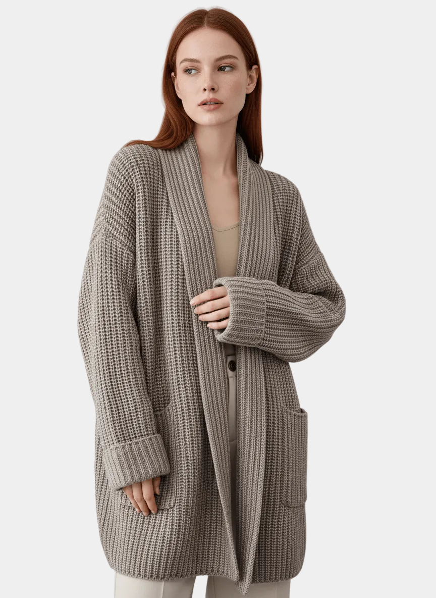 Bianka – Kardigan Damski z Otwartym Fasonem i Kieszeniami
